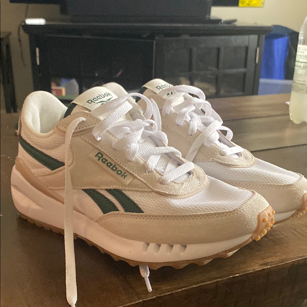 Reebok White and Green Athletic Shoes